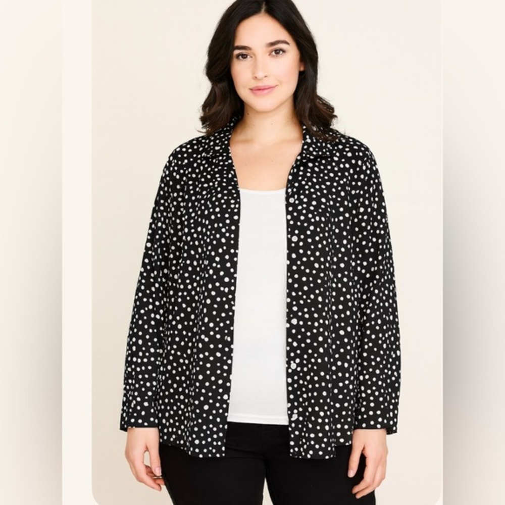 Reference Point Black Polka Dot Blouse